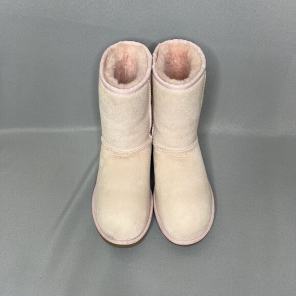 Womens 7 UGG Boots Classic Short Metallic Seashell Pink Suede Wool StoresSoldOut - Picture 6 of 16